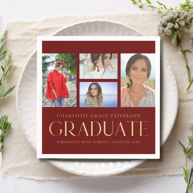 Einfache Script Multi Foto Grad Graduierungspartei Serviette (Von Creator hochgeladen)