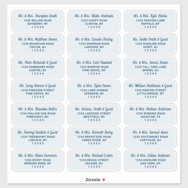 Einfache Script Navy Blue Guest Address Labels (Blatt)