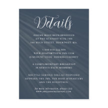 Einfache Script Navy Blue Wedding Details