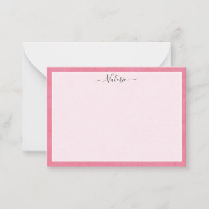 Einfache Script Personalisiert Girly Pink Mitteilungskarte