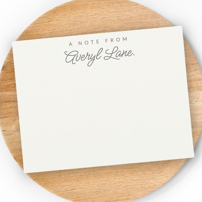 Einfache Script Personalisiert Stationery Ivory Wh Mitteilungskarte (Von Creator hochgeladen)