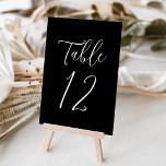 Einfache Script Schwarz und Weiß Hochzeit Tischnummer<br><div class="desc">Elegante Hochzeitsszenarien mit der Tischnummer,  die in einem einfachen,  weißen Skript mit schwarzem Hintergrund angezeigt wird. Die Text- und Hintergrundfarben können mithilfe der Editierwerkzeuge auf Ihre Hochzeitsfarben geändert werden.</div>