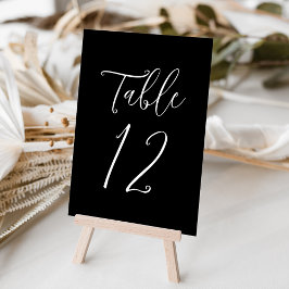 Einfache Script Schwarz und Weiß Hochzeit Tischnummer