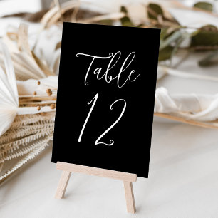 Einfache Script Schwarz und Weiß Hochzeit Tischnummer
