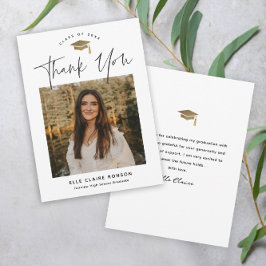 Einfache Script-Schwarz-Weiß-Foto-Abschluss Dankeskarte