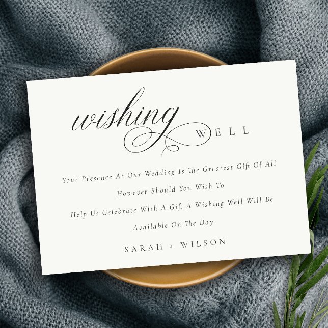 Einfache Script Schwarz & Weiß Hochzeit wünschend  Begleitkarte (Von Creator hochgeladen)