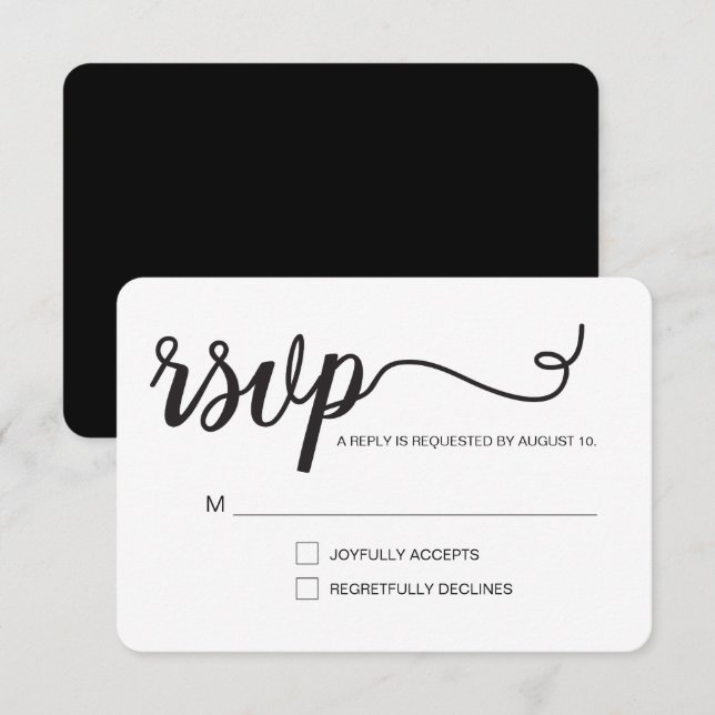 Einfache Script-UAWG ohne Mailing Reservierung RSVP Karte (Vorne/Hinten)