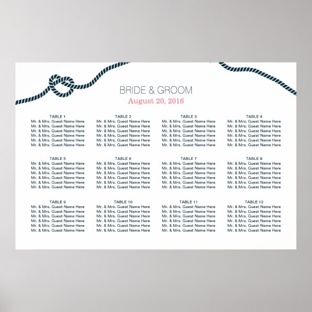 Einfache Seekarte für Navy Blue Knot Poster (Vorne)