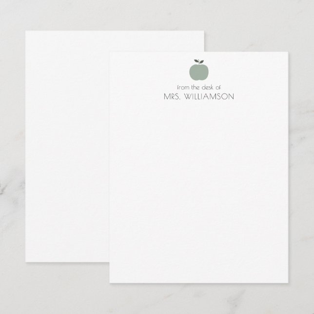 Einfache Seite Green Niedlich Apple Personalisiert Mitteilungskarte (Vorne/Hinten)