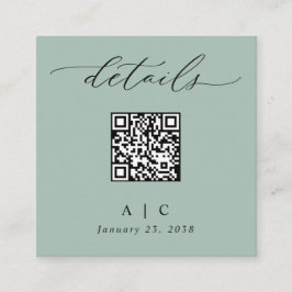 Einfache Seite Green QR Code Hochzeitdetails Begleitkarte