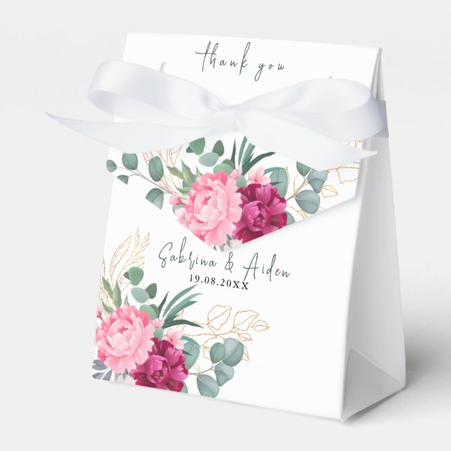 Einfache Seite Grün | Blush Pink Floral Wedding Geschenkschachtel (Vorderseite)