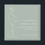 Einfache Seite Grün Moderne Handschrift Magnet<br><div class="desc">Erstellen Sie Ihre eigene einfache und moderne Hochzeit speichern Sie den Datums-Magneten mit modernen handgeschriebenen Schrift Typografie und schlaue grüne Farbgestaltung.</div>