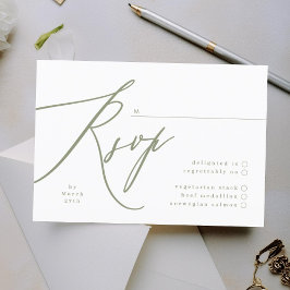 Einfache Seite Grün und Weiß Moderne Kalligrafie RSVP Karte