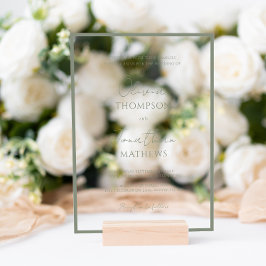 Einfache Seite Grüne Grenze Skript Hochzeit Acryleinladungen