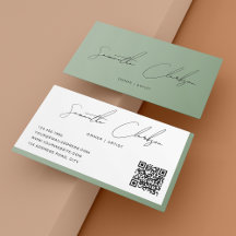 Einfache Seite Grüner handgeschriebener Script QR-