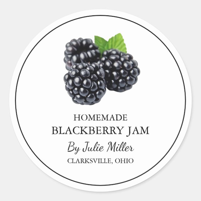 Einfache, selbst gemachte BlackBerry-Jam-Label Runder Aufkleber (Vorderseite)