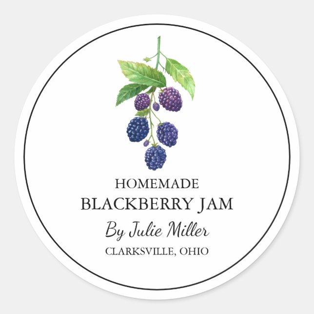 Einfache, selbst gemachte BlackBerry-Jam-Label Runder Aufkleber (Vorderseite)