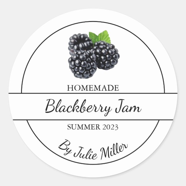 Einfache, selbst gemachte BlackBerry-Jam-Label Runder Aufkleber (Vorderseite)