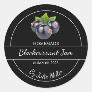 Einfache, selbst gemachte Blackcurrant-Jam-Label Runder Aufkleber