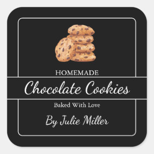 Einfache, selbst gemachte Cookies Quadrat Etikett Quadratischer Aufkleber