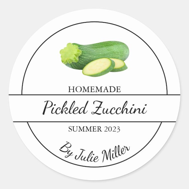 Einfache, selbst gepickte Zucchini-Kennzeichnung Runder Aufkleber (Vorderseite)