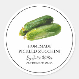 Einfache, selbst gepickte Zucchini-Kennzeichnung Runder Aufkleber