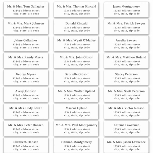 Einfache Serif-Gästetiketten Aufkleber (Vorderseite)