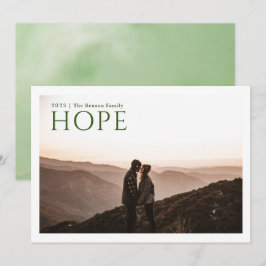 Einfache Serif HOPE grüne Aquarellfarben zurück Feiertagskarte