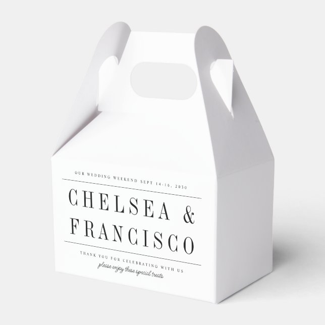 Einfache Serif-Moderne Typografie Hochzeit Geschenkschachtel (Vorderseite)