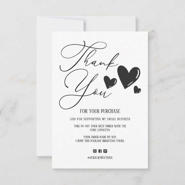 Einfache Signatur Script Herz Bestellung Vielen Da Dankeskarte (Vorderseite)