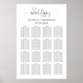Einfache Silber-Kalligrafie Hochzeitskarte Poster