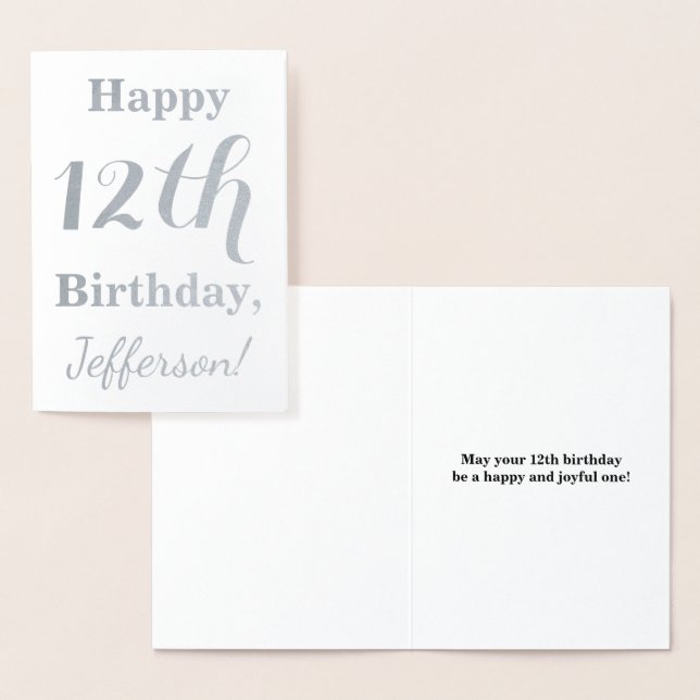 Einfache Silberfolie 12. Geburtstag + Individuelle Folienkarte (Anzeige)
