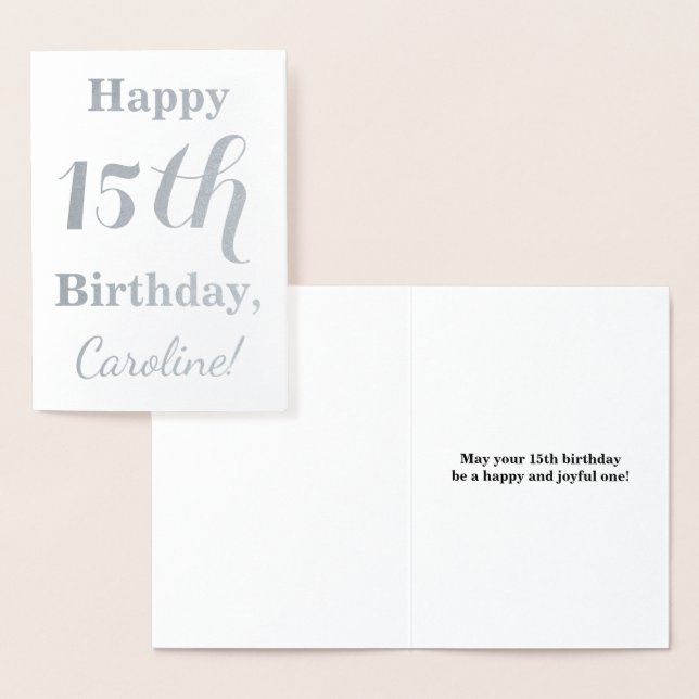 Einfache Silberfolie 15. Geburtstag + Individuelle Folienkarte (Anzeige)