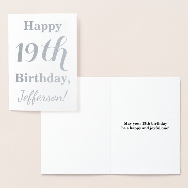 Einfache Silberfolie 19. Geburtstag + Individuelle Folienkarte (Anzeige)
