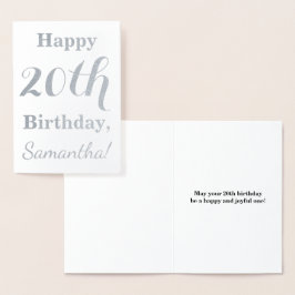 Einfache Silberfolie 20. Geburtstag + Individuelle Folienkarte