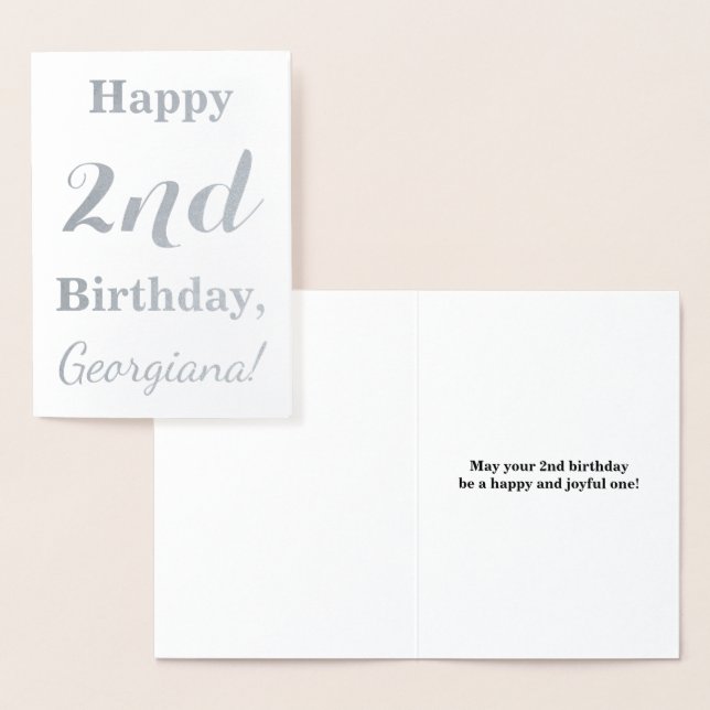 Einfache Silberfolie 2. Geburtstag + Individuelle  Folienkarte (Anzeige)