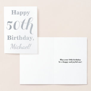 Einfache Silberfolie 50. Geburtstag + Benutzerdefi Folienkarte