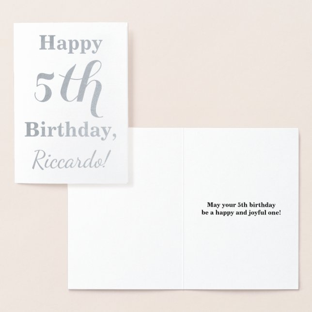 Einfache Silberfolie 5. Geburtstag + Individuelle  Folienkarte (Anzeige)