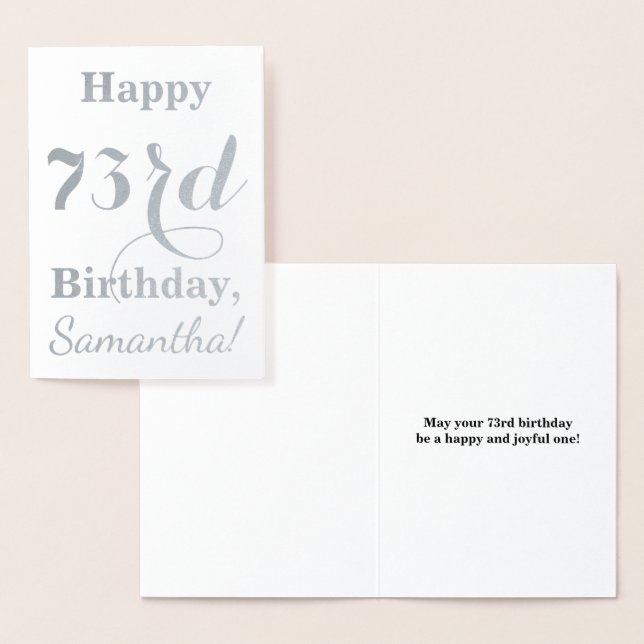 Einfache Silberfolie "HAPPY 73. BIRTHDAY" + Name Folienkarte (Anzeige)