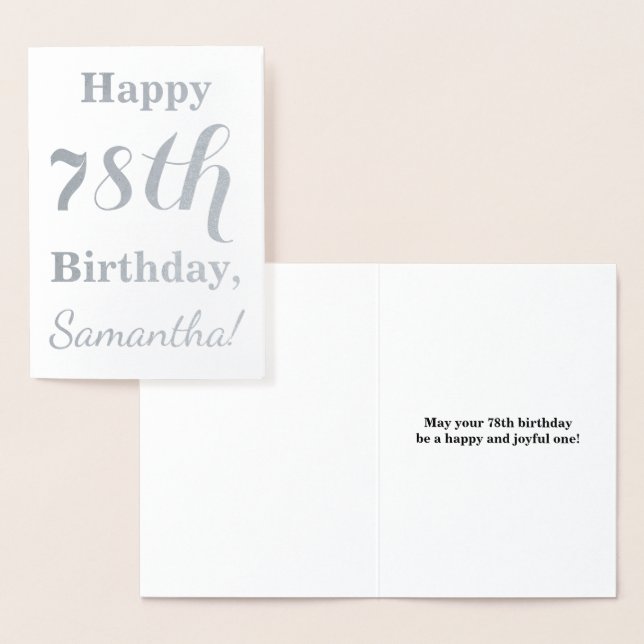 Einfache Silberfolie "HAPPY 78. GEBURTSTAG" + Name Folienkarte (Anzeige)