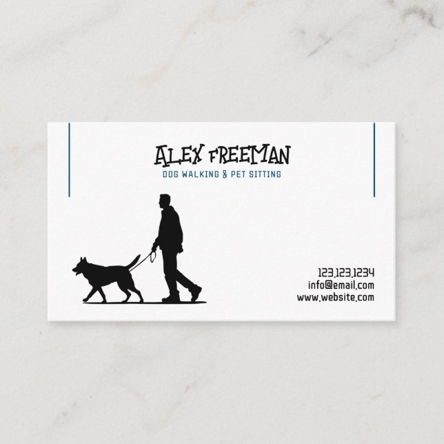 Einfache Silhouette für den Weißen und Blauen Hund Visitenkarte (Vorderseite)