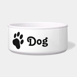 Einfache Silhouette von Dog Paw mit Textdog Napf