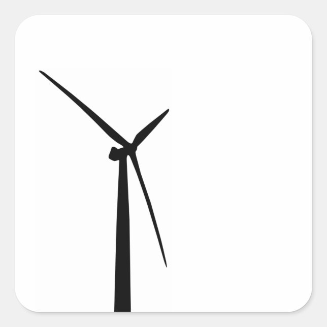 Einfache Silhouette von Windkraftanlagen mit grüne Quadratischer Aufkleber (Vorderseite)