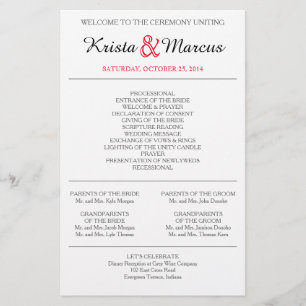 Einfache Silhouetten Hochzeitsprogramm Flyer