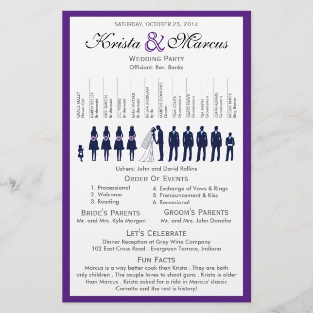 Einfache Silhouetten Hochzeitsprogramm Flyer (Vorderseite)