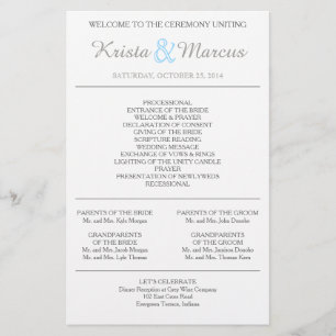 Einfache Silhouetten Hochzeitsprogramm Flyer