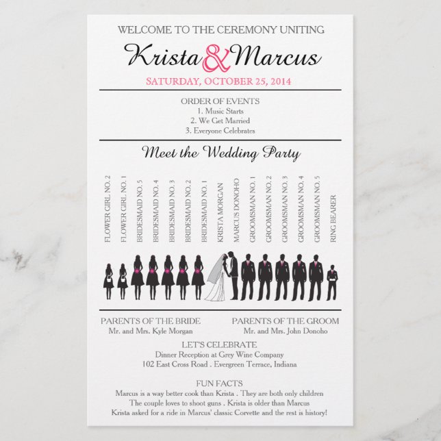 Einfache Silhouetten Hochzeitsprogramm Flyer-3 (Vorderseite)