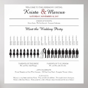 Einfache Silhouetten Hochzeitsprogramm Poster