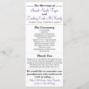 Einfache Silhouetten Hochzeitsprogramm Rack Card V Programm