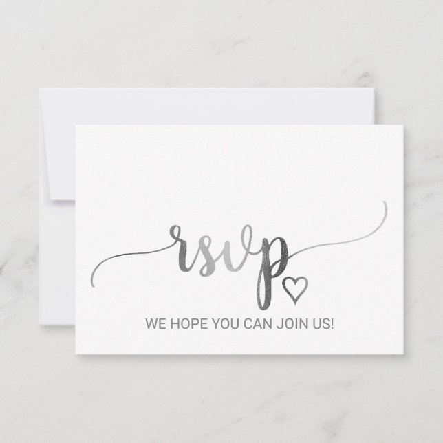 Einfache Silver Calligraphy Website RSVP Card (Vorderseite)